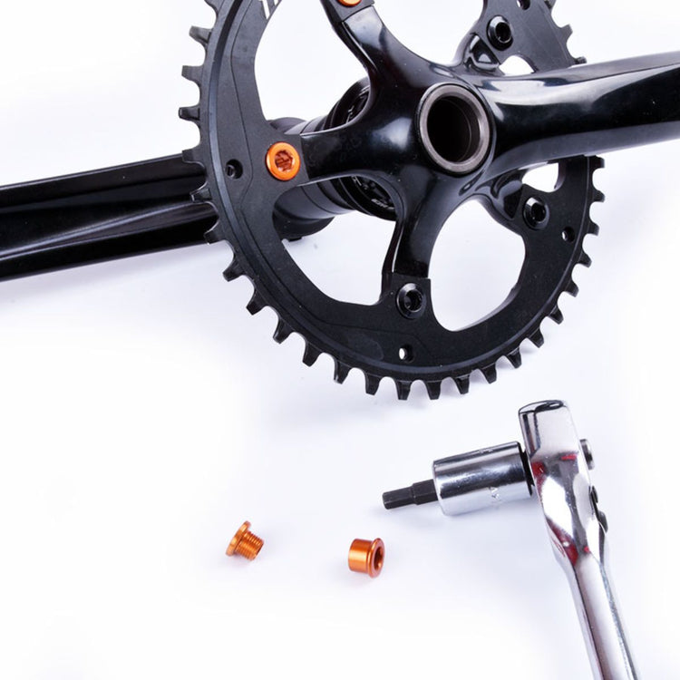 M8x6mm Chainring Bolt and Nut Set, 4 Pack - Orange-45053913989288 