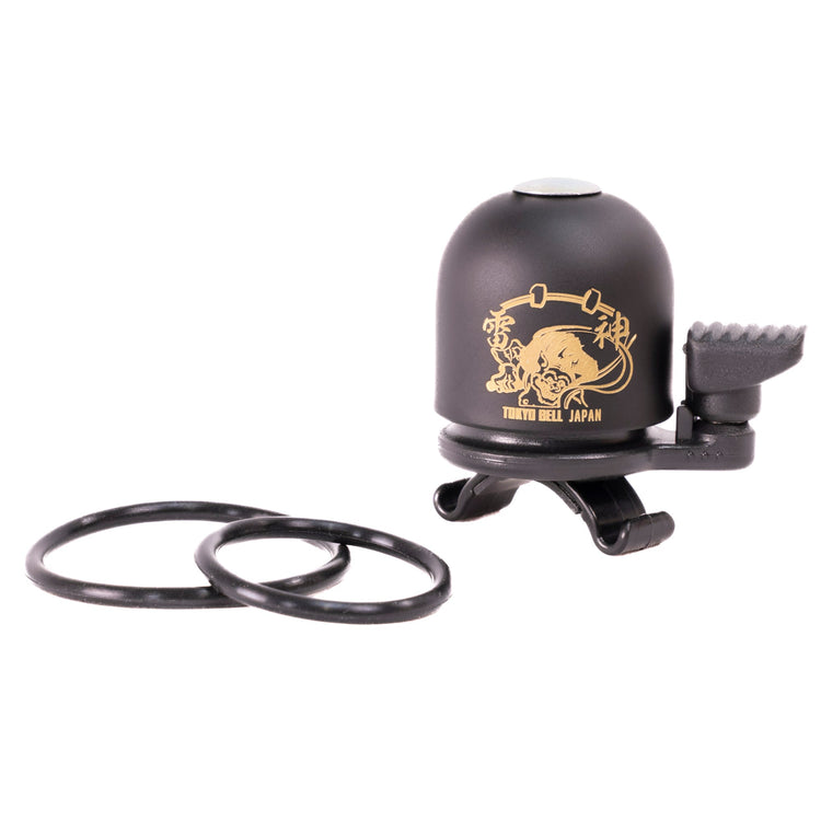 Black bicycle bell with gold design on a white background-39302434226344 main