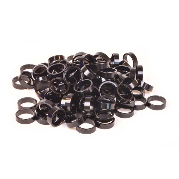1-1/8" x 5mm Black Aluminum Headset Spacers, Bulk 100pcs-45053711810728 