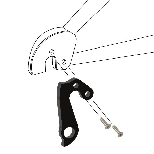 Hanger #101 attaches to the frame's rear dropout from the outside, or derailleur side using two M4x8 screws.-35391554683048 main