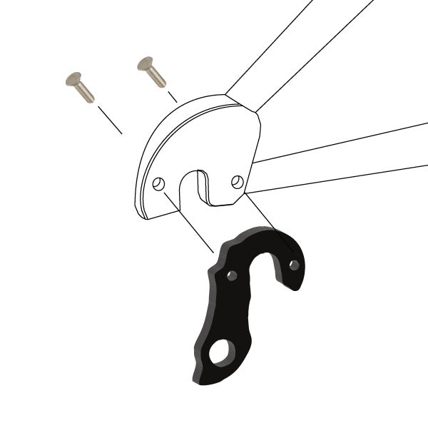 Hanger #119 attaches to the frame's rear dropout from the outside, or derailleur side using two M4x8 flat head screws.-35391556092072 main