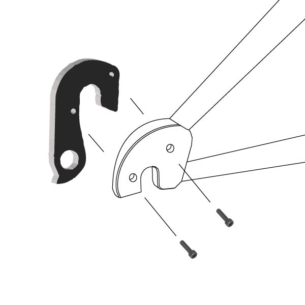 Hanger #12 attaches to the frame's rear dropout from the inside, or hub side using two M3x10 socket head screws.-35391542624424 main