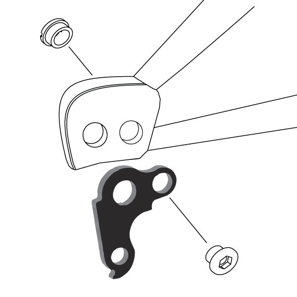 Hanger #129 attaches to the rear dropout from the outside or derailleur side using one M8 chainring bolt.-35391561138344 main