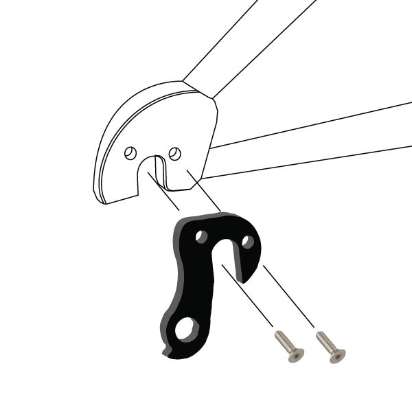 Hanger #133 attaches to the frame's rear dropout from the outside, or derailleur side using two M4x8 flat head screws.-35391563169960 main