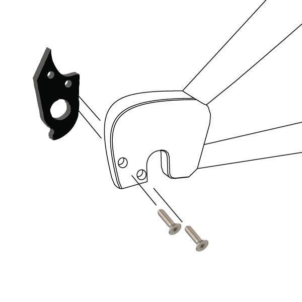 Hanger #134 attaches to the frame's rear dropout from the inside, or hub side using two M4x10 flat head screws.-35391558058152 main