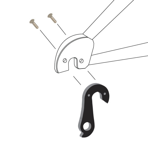 Hanger #142 attaches to the frame's rear dropout from the outside, or derailleur side using two M3x10 screws.-35391559467176 main