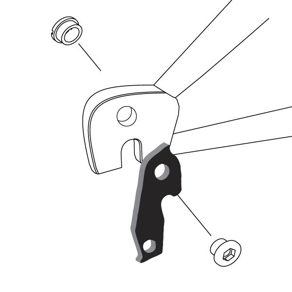 Hanger #147 attaches to the rear dropout from the outside or derailleur side using one M8 chainring bolt.-35391565004968 main