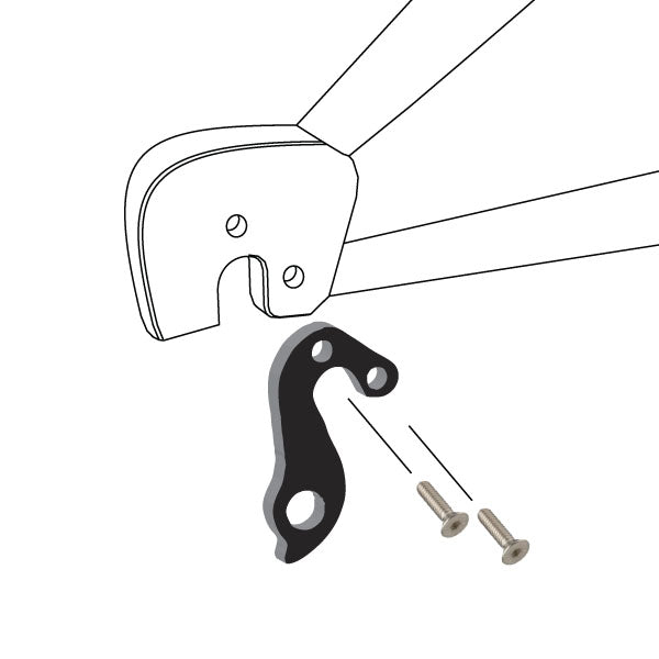 Hanger #151 attaches to the frame's rear dropout from the outside, or derailleur side using two M4x8 flat head screws.-35391566708904 main