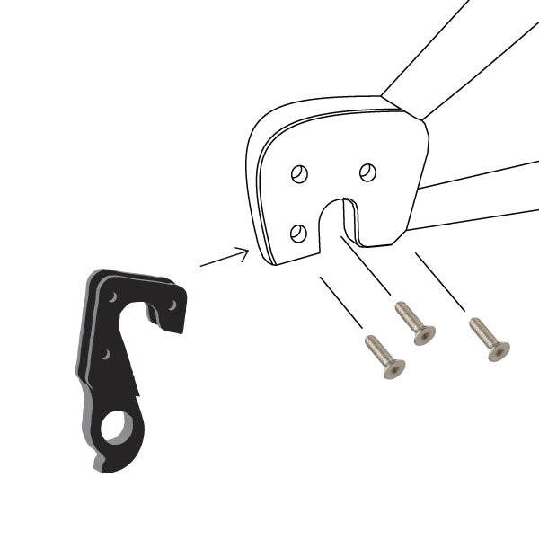 Hanger #155 "sandwiches" the frame's rear dropout using three M3x10 flat head screws.-35391568052392 main