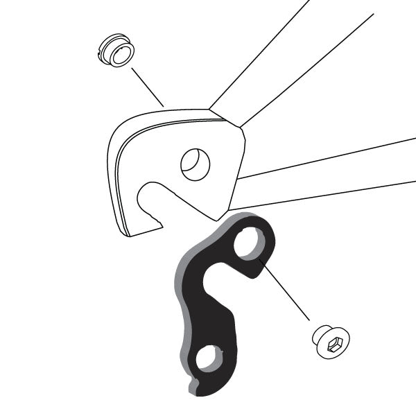 Hanger #161 attaches to the rear dropout from the outside or derailleur side using one M8 chainring bolt.-35391623561384 main