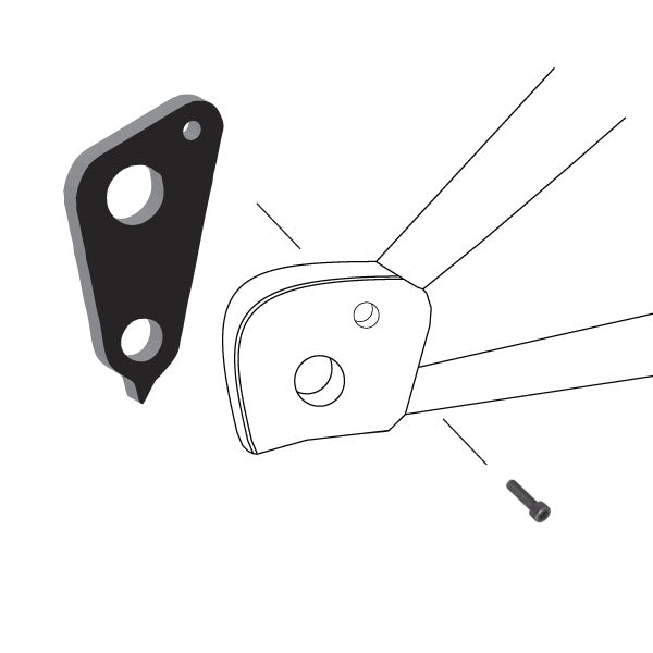 Hanger #168 attaches to the frame's rear dropout from the outside, or derailleur side using one M5x10 socket head screw.-35391632343208 main