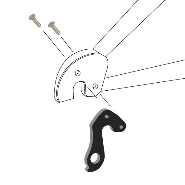 Hanger #174 attaches to the rear dropout from the outside or derailleur side using two M4x8 screws.-35391633621160 main