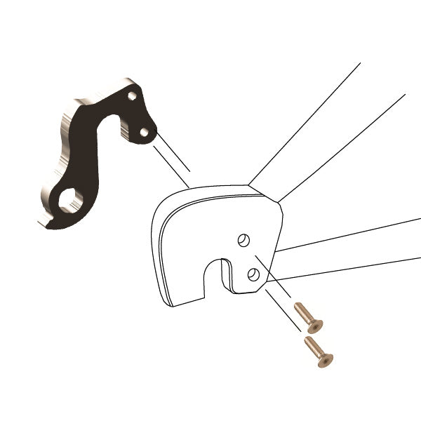 Hanger #178 attaches to the rear dropout from the outside or derailleur side using two M4x8 screws.-35391643386024 main