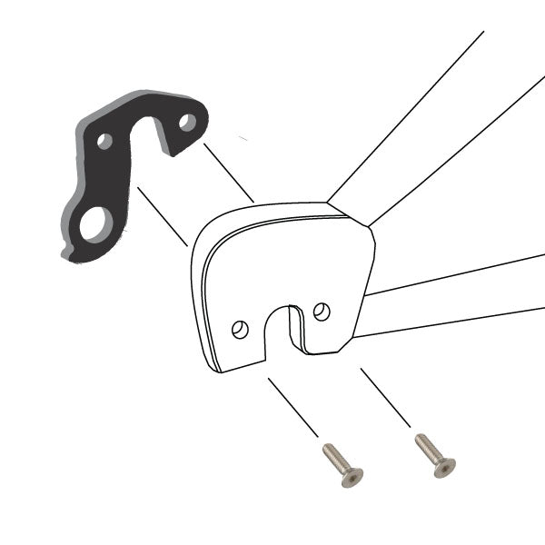 Hanger #180 attaches to the frame's rear dropout from the inside, or hub side, using two M5x10 screws.-35391644172456 main