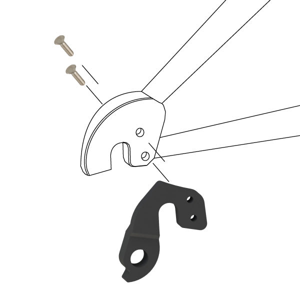 Hanger #190 attaches to the frame's rear dropout from the outside using two M4x10 screws.-35391649841320 main