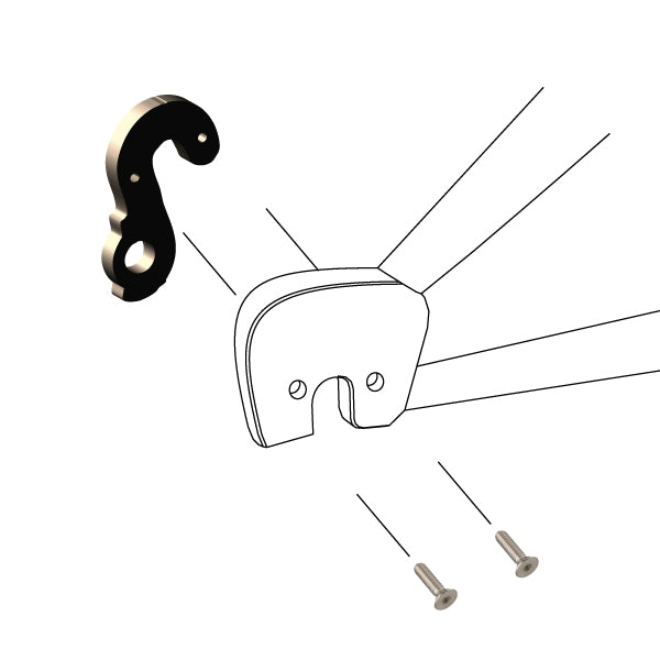 Hanger #194 attaches to the frame's rear dropout from the inside, or hub side, using two M3x8 screws.-35391651479720 main