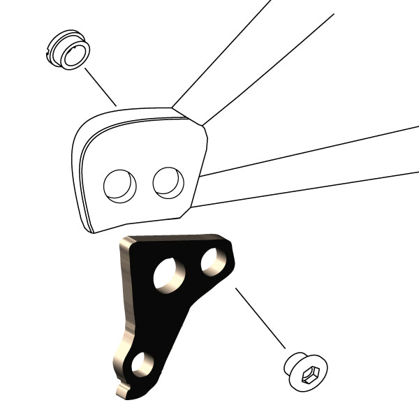 Hanger #198 attaches to the rear dropout from the outside or derailleur side using one M8 chainring bolt.-35391653445800 main