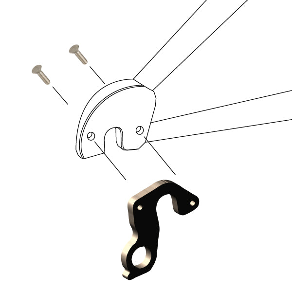 Hanger #199 attaches to the frame's rear dropout from the outside using three M3x10 screws.-35391653806248 main