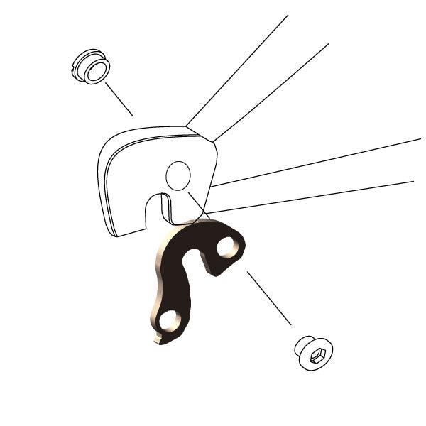 Hanger #201 attaches to the rear dropout from the outside or derailleur side using one M8 chainring bolt.-35391652692136 main