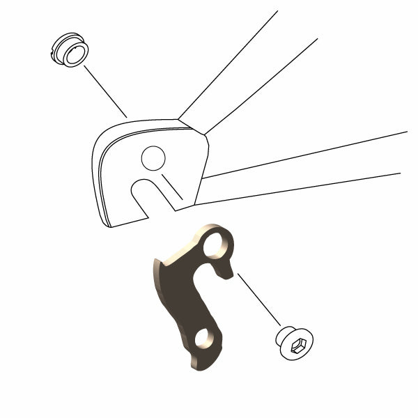 Hanger #204 attaches to the rear dropout from the outside or derailleur side using one M8 chainring bolt.-35391655149736 main