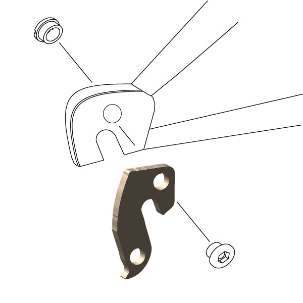 Hanger #207 attaches to the rear dropout from the outside or derailleur side using one M8 chainring bolt.-35391655411880 main