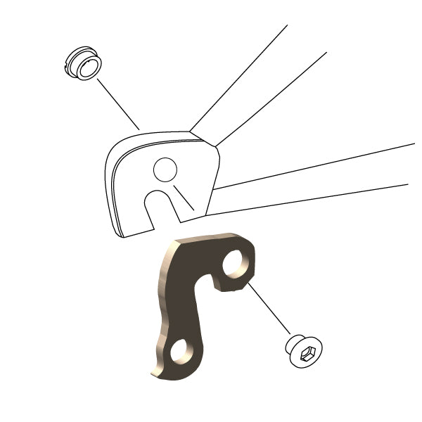 Hanger #210 attaches to the rear dropout from the outside or derailleur side using one M8 chainring bolt.-35391655706792 main