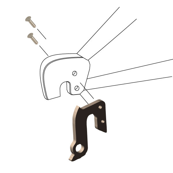 Hanger #218 attaches to the frame's rear dropout from the outside, or derailleur side using two M4x10 screws.-35391662325928 main