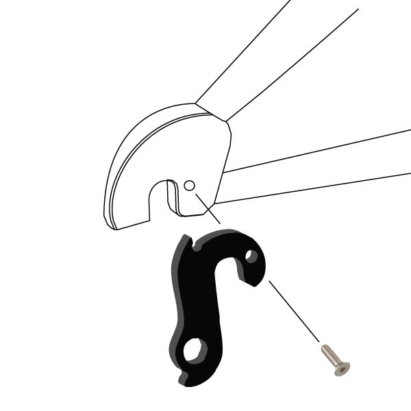 Hanger #22 attaches to the rear dropout from the outside or derailleur side using one M4x10 screw.-35391551537320 main