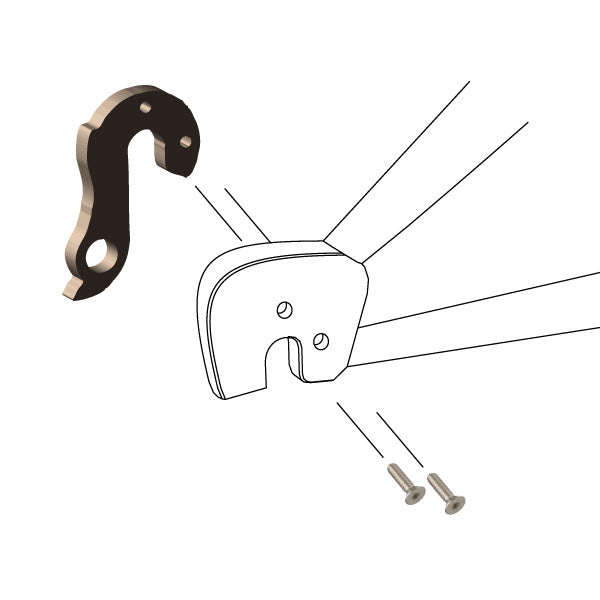 Hanger #223 attaches to the frame's rear dropout from the inside, using two M4x8 screws.-35391663112360 main