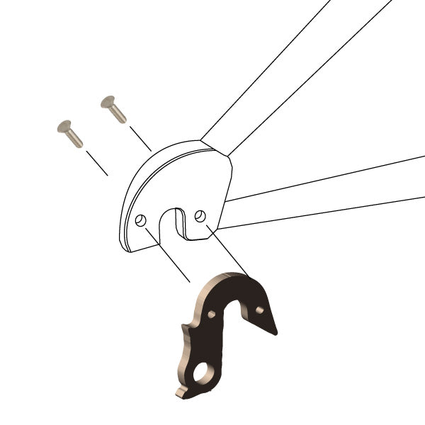Hanger #224 attaches to the frame's rear dropout from the outside, or derailleur side using two M4x10 screws.-35391663538344 main