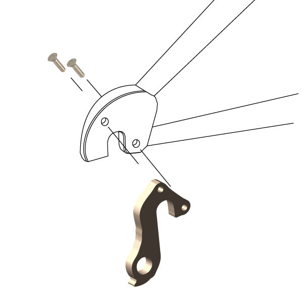 Hanger #228 attaches to the frame's rear dropout from the outside using two M4x8 screws.-35391664226472 main