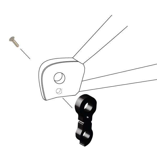 Hanger #237 attaches to the rear dropout from the outside or derailleur side using one M3x8 flat head screw.-35391672025256 main