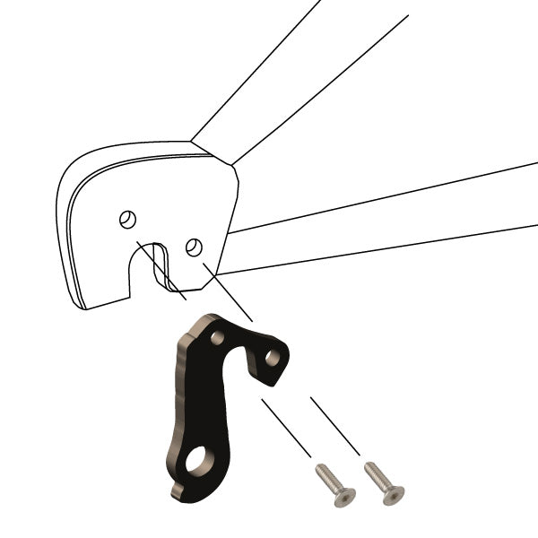 Hanger #241 attaches to the frame's rear dropout from the outside, or derailleur side using two M4x8 screws-35391670911144 main