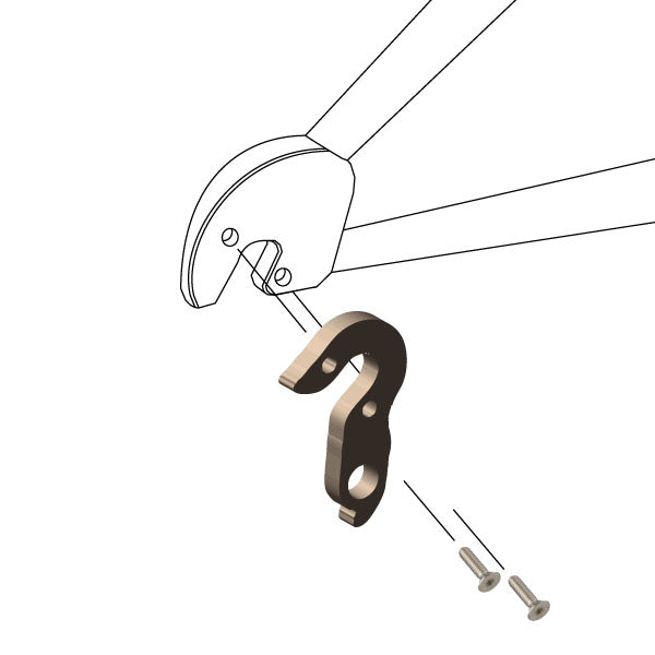 Hanger #245 attaches to the frame's rear dropout from the outside, or derailleur side using two M4x8 screws.-35391674056872 main