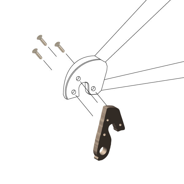Hanger #247 attaches to the frame's rear dropout from the outside, or derailleur side using three M4x8 screws.-35391674319016 main