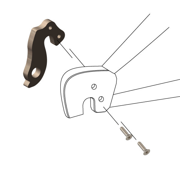 Hanger #259 attaches to the frame's rear dropout from the inside using two M4x8 screws.-35391682052264 main