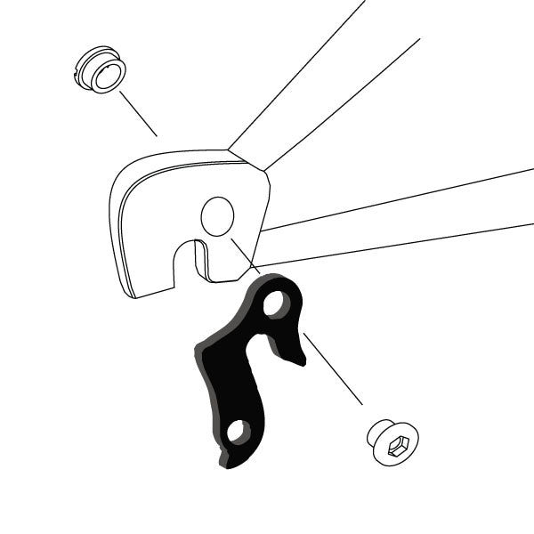 Hanger #27 attaches to the rear dropout from the outside or derailleur side using one M8 chainring bolt.-35391547506856 main