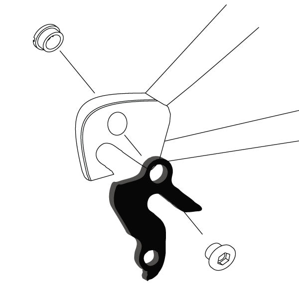 Hanger #36 attaches to the rear dropout from the outside or derailleur side using one M8 chainring bolt.-35391542329512 main