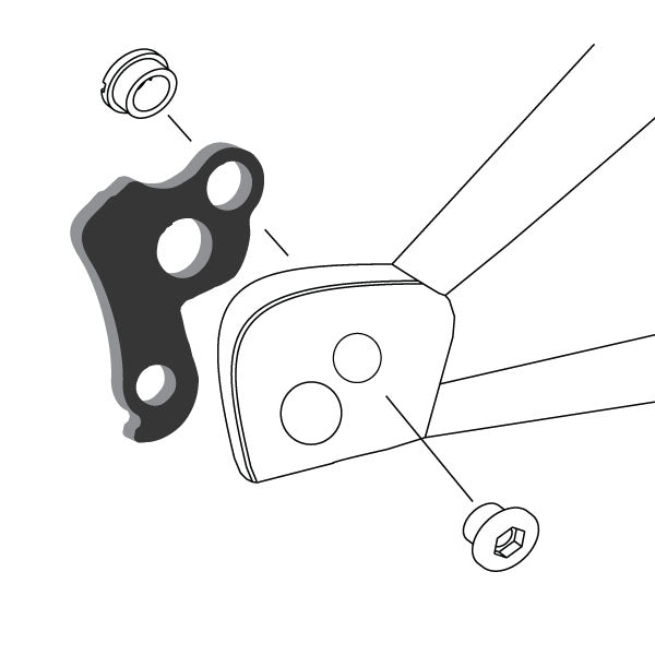Hanger #39 attaches to the frame's rear dropout from the inside, or hub side using a M8 long chainring bolt.-35391540068520 main