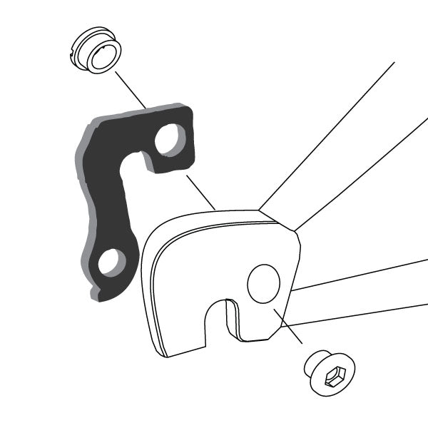 Hanger #50 attaches to the frame's rear dropout from the inside or hub side using one M8 chainring bolt.-35391534399656 main