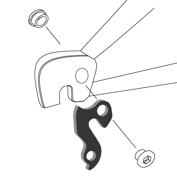 Hanger #60 attaches to the frame's rear dropout from the outside or derailleur side using one M8 chainring bolt.-35391564087464 main