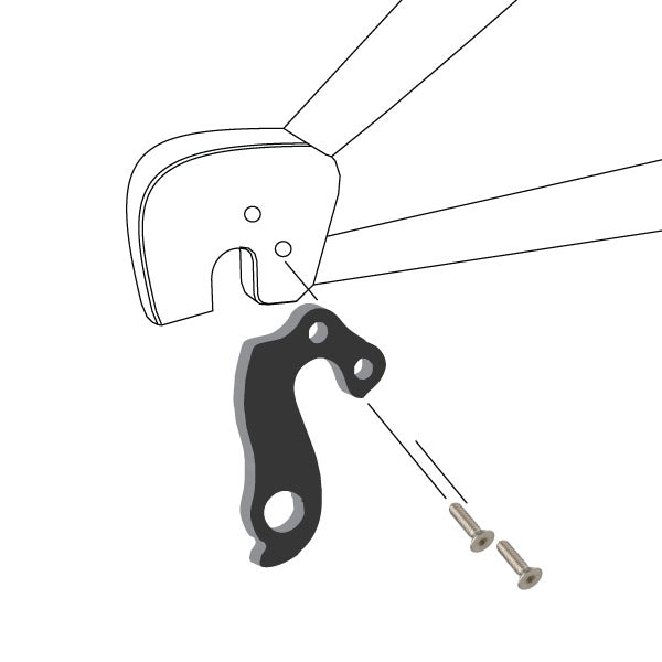 Hanger #61 attaches to the frame's rear dropout from the inside or hub side using two M4x8 screws-35391546523816 main