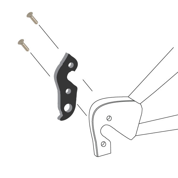 Hanger #62 attaches to the frame's rear dropout from the inside or hub side using two M5x10 screws-35391546884264 main