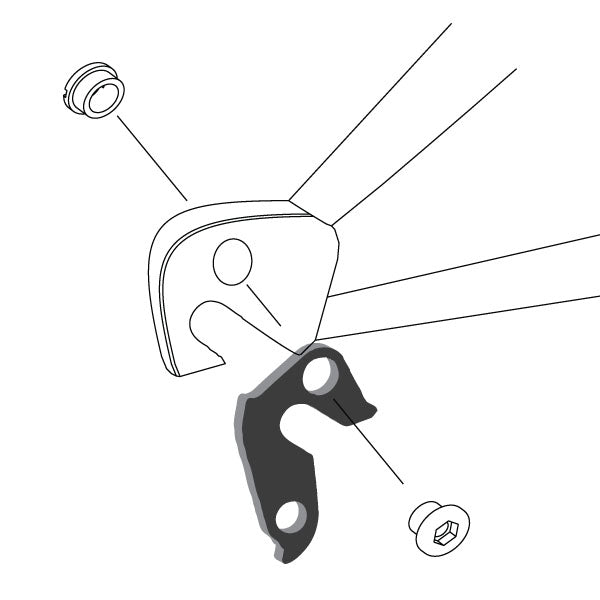 Hanger #64 attaches to the frame's rear dropout from the outside or derailleur side using one M8 chainring bolt.-35391564611752 main