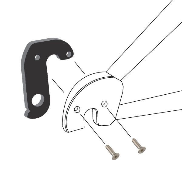 Hanger #66 attaches to the frame's rear dropout from the inside or hub side using two M4x8 screws-35391547801768 main