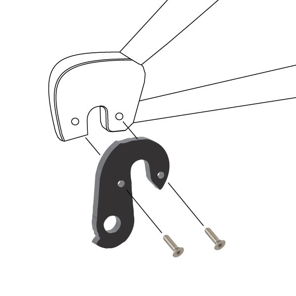 Hanger #71 attaches to the rear dropout from the outside or derailleur side using one M4x8 flat head screws.-35391548326056 main
