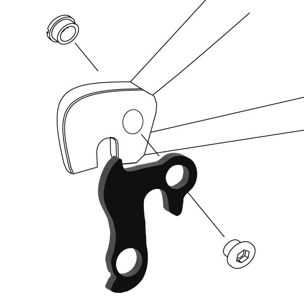 Hanger #74 attaches to the rear dropout from the outside or derailleur side using one M8 chainring bolt.-35391569002664 main