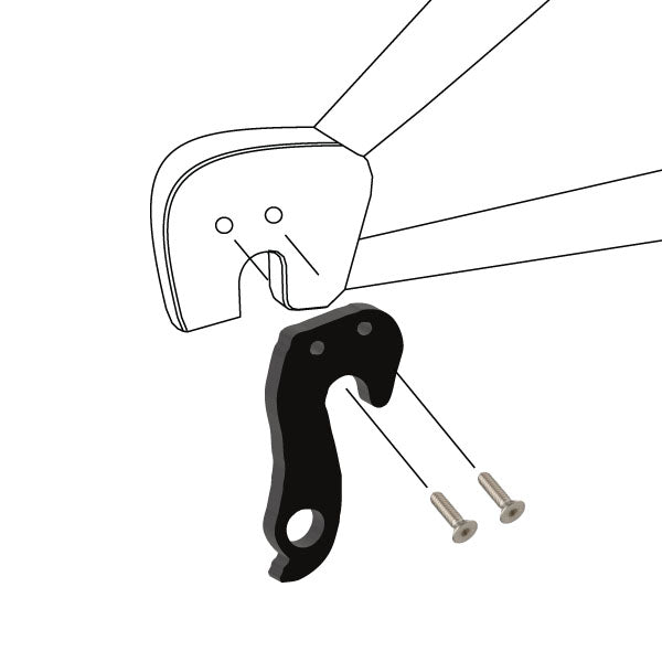 Hanger #7 attaches to the rear dropout from the outside or derailleur side using two M4x8 flat head screws.-35391549636776 main