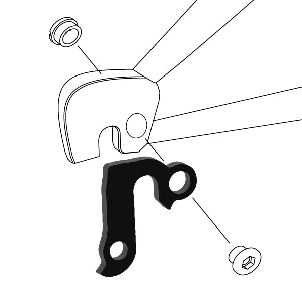 Hanger #79 attaches to the rear dropout from the outside or derailleur side using one M8 chainring bolt.-35391570509992 main