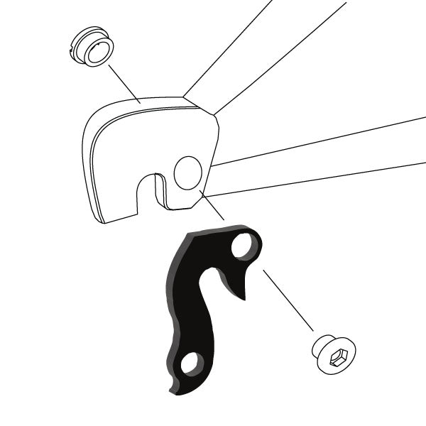 Hanger #80 attaches to the rear dropout from the outside or derailleur side using one M8 chainring bolt.-35391571034280 main